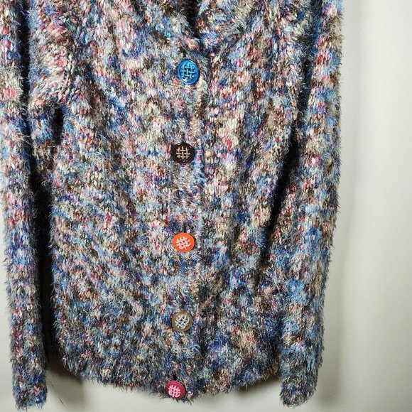 Vintage Colour Works Cardigan Sweater Womens M Multicolor Mohair Space Dye Y2K - Picture 5 of 13